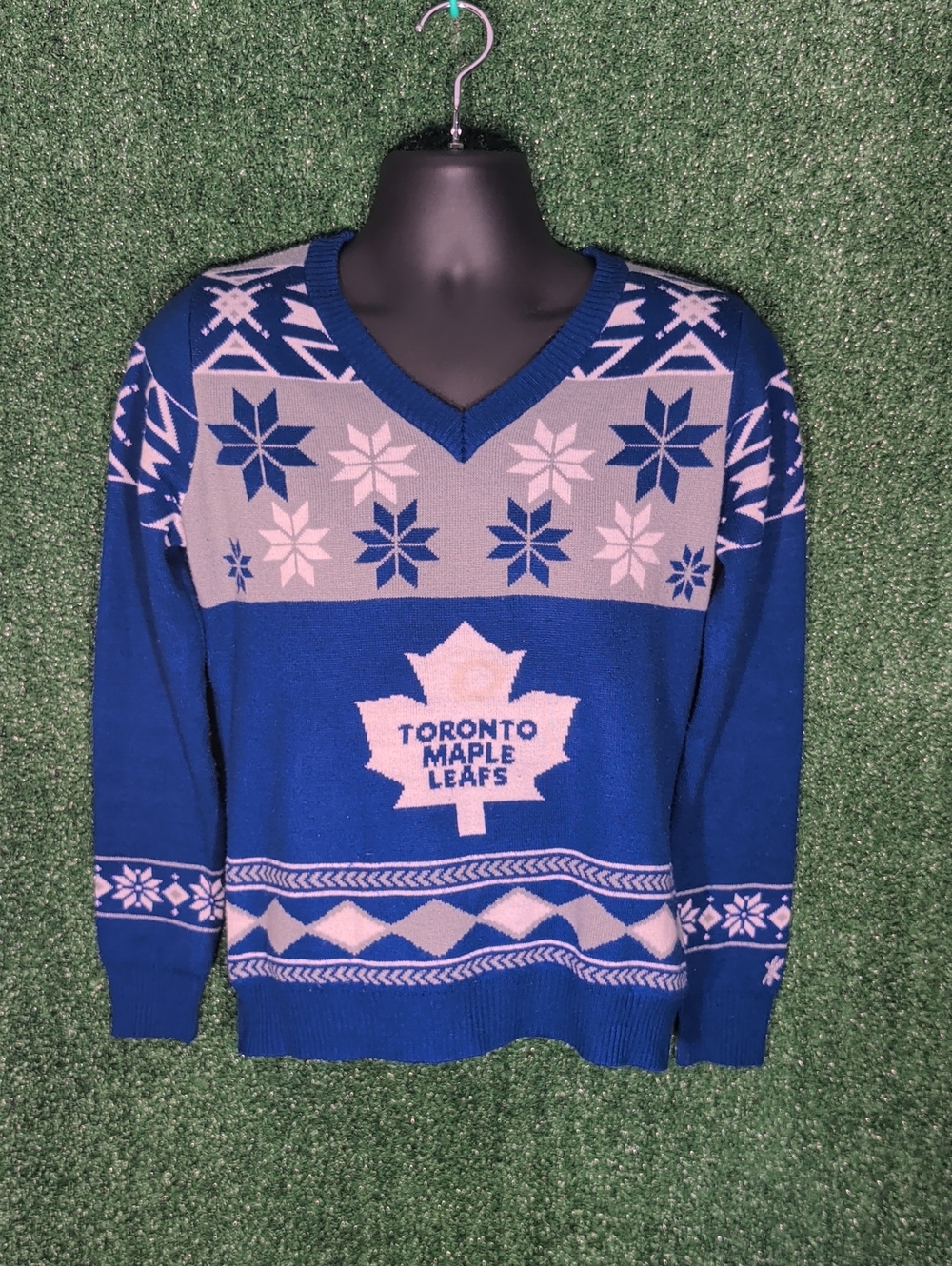 Toronto Maple Leafs Blue V‑Neck Holiday Sweater